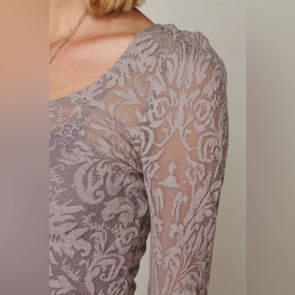 Free People Floral Lace Fit and Flare Dress Grey and Light Purple Women’s Size S - Picture 4 of 13
